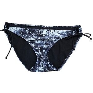 Athleta Black White Abstract Splatter Side Tie Bikini Bottom L 983897
